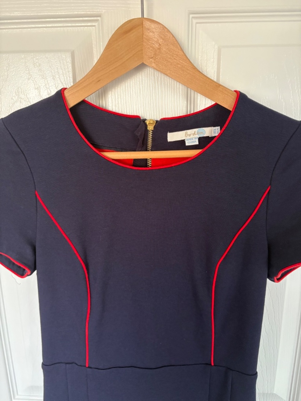 Boden Dress Navy Blue Fitted Short Sleeve Sheath Size 4 - Picture 6 of 16